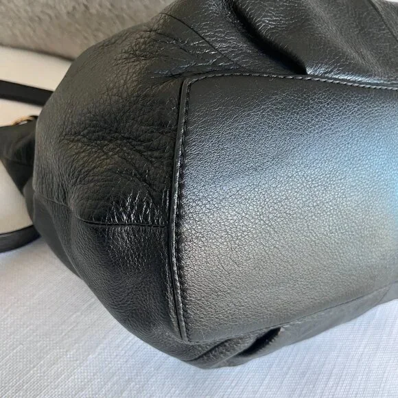 J. Crew Brompton Pebbled Leather Bag Black Shoulder Crossbody Boho - Picture 10 of 11